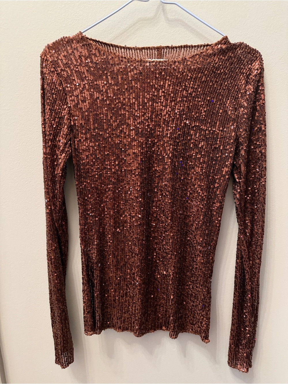 Free People Intimately Gold Rush Long Sleeve Hot Cocoa Size XSmall Brown